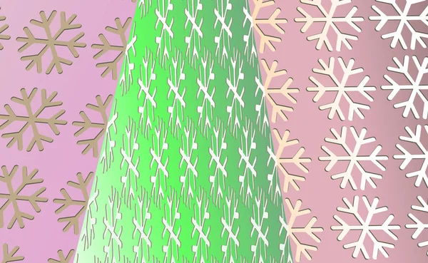 크리스마스 빈티지 배경에 나무와 눈송이로 장식물을 섞는다 새로운 분홍색 바탕에 — 스톡 벡터