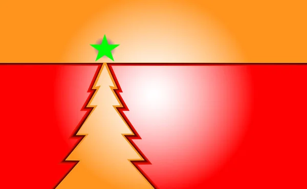 Frohe Weihnachten Roter Vintage Hintergrund Mit Pfirsichfarbenem Weihnachtsbaum Und Ornamenten — Stockvektor