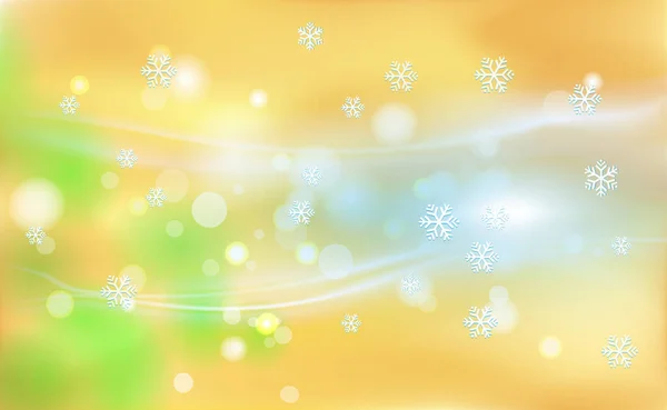 圣诞经典橙色背景 绿树成荫 薄薄的雪花装饰 新年金黄色 用于设计和装饰的矢量插图 圣诞卡 — 图库矢量图片