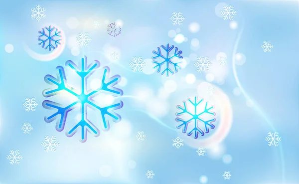 Motley的雪花在一片混乱的模糊中闪烁着圣诞 背景是蓝色的浅色雪花 设计和装饰背景的卡片或邀请向量图 — 图库矢量图片