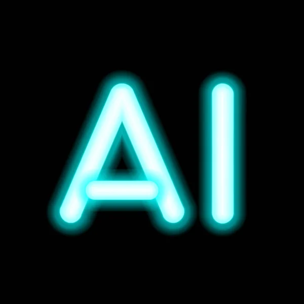 Letter Artificial Intelligence Neon Lamp Inscription High Tech Information Computer — Stock Vector