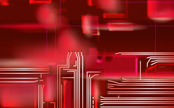 Abstrakt Högteknologisk Komposition Elektronisk Röd Bakgrund Industriellt Kretskort Variant Koncept — Stock vektor