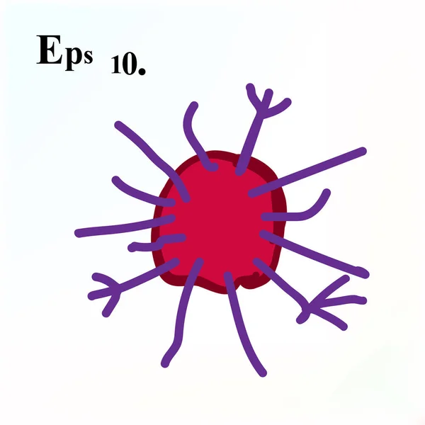 Virus Historieta Bacterias Rojo Divertido Personaje Dibujos Animados Estilo Deliberadamente — Archivo Imágenes Vectoriales