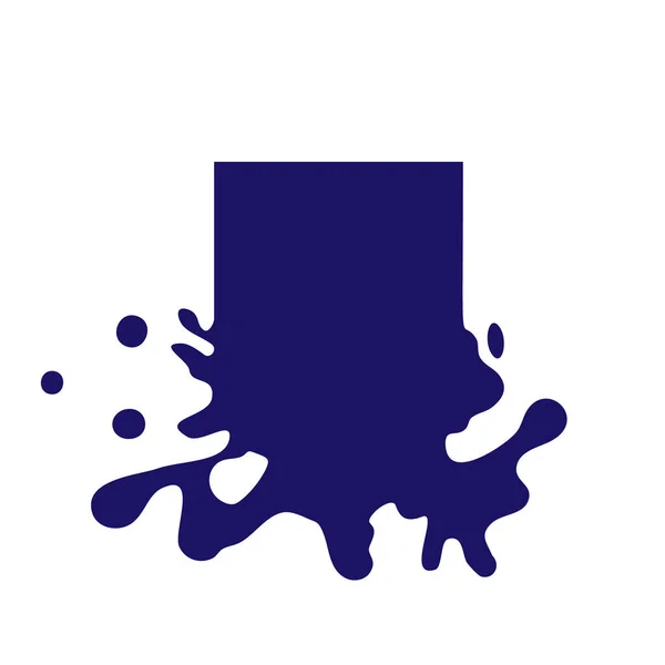 Icône Carré Bleu Foncé Dégoulinante Peinture Liquide Coule Logo Fondu — Image vectorielle