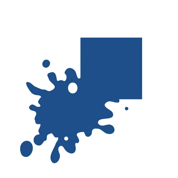 Splash Vierkante Klassieke Blauwe Kleur Pictogram Gesmolten Hoek Druipend Vloeibare — Stockvector