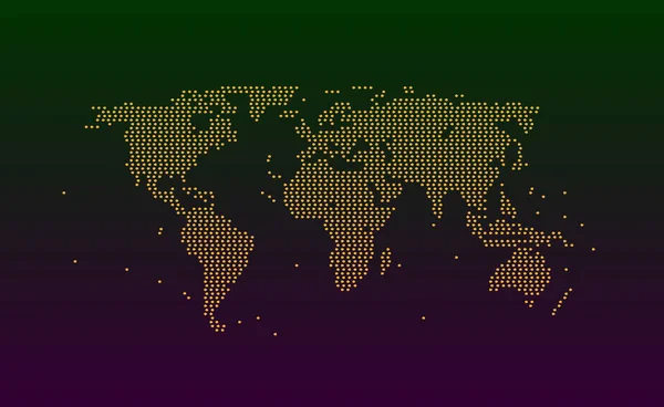Mancha Partículas Círculos Color Naranja Mapa Del Mundo Piezas Textura — Vector de stock
