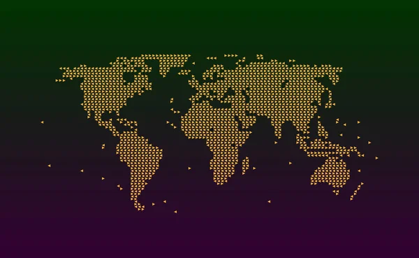 Mapa Mundial Geométrico Naranja Montado Partir Triángulos Ilustración Vectorial Sobre — Archivo Imágenes Vectoriales