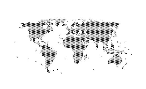 Wereldkaart Geometrische Black Samengesteld Uit Driehoeken Vector Illustratie White Achtergrond — Stockvector
