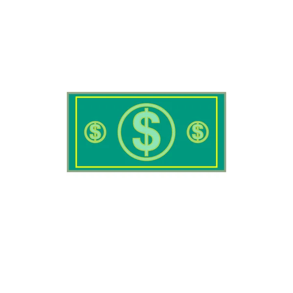 Plochá Ilustrace Peněz Dolarová Bankovka Zelená Dolarová Bankovka Bankovka Vektorová — Stockový vektor