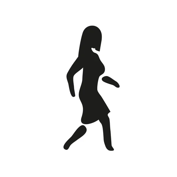 Icono Mujer Caminando Señorita Símbolo Negro Vector Ilustración Chica — Archivo Imágenes Vectoriales