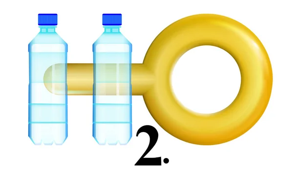 コンセプトアイコンは きれいな水は金 2本のボトルでその重量の価値があります H2Oロゴ ベクターイラスト Eps10 — ストックベクタ