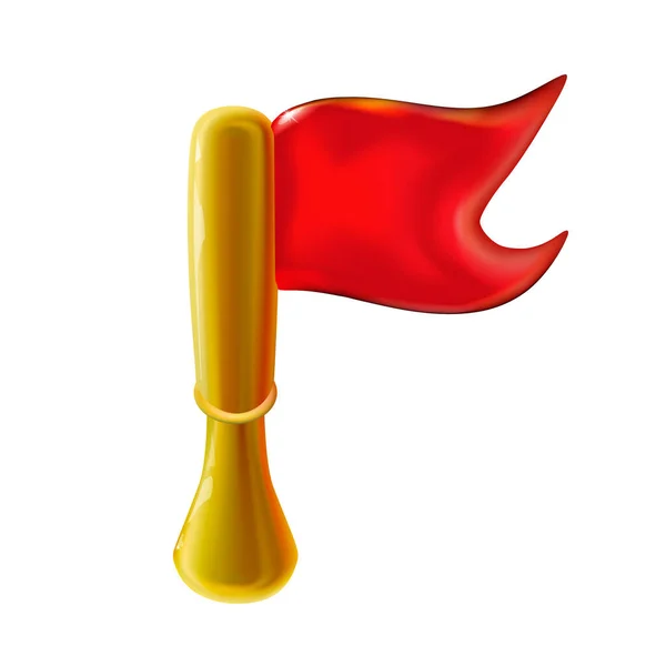三维红色光滑的旗帜或小旗挂在架子上度假 为孩子们展示现实的塑料玩具 设计在光背景上孤立的闪亮图标矢量插图 童话般五彩缤纷 — 图库矢量图片