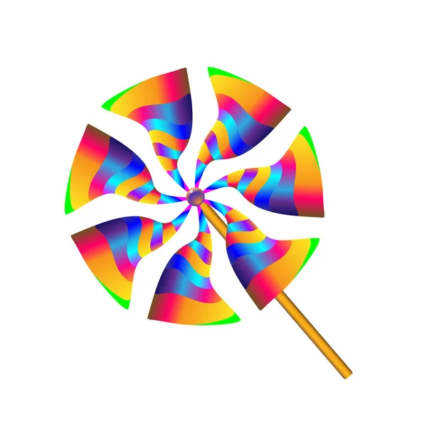 Hélice Moinho Vento Papel Brinquedo Multicolorido Gradiente Pinwheel Com Lâminas — Vetor de Stock