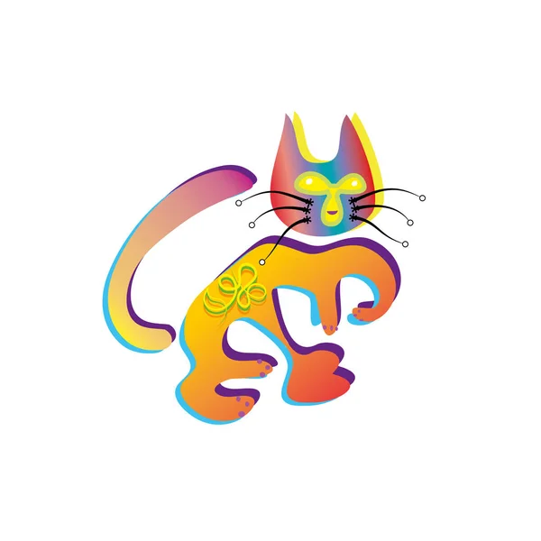ilustração de gato colorido bonito. imagem de desenho animado de gato em  formato eps10. adequado para elementos de design de livros infantis.  introdução de gatos para crianças. livros ou cartazes sobre animais