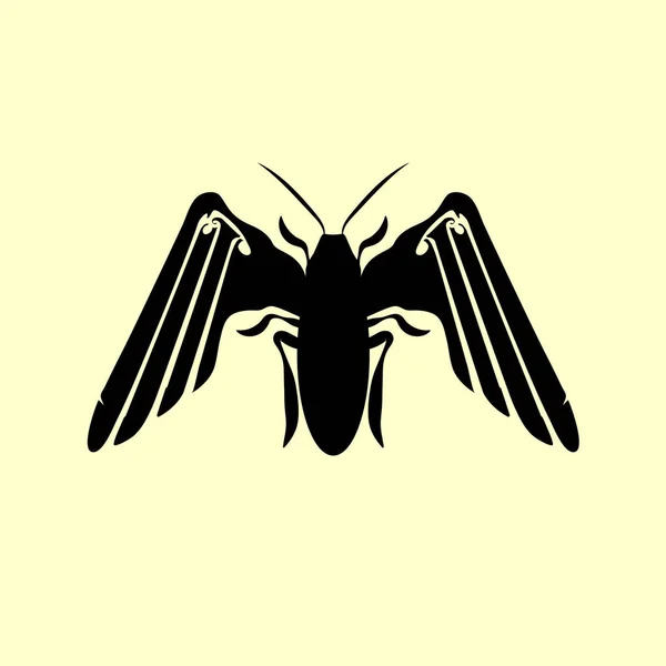 Silhuett Tecknad Skalbagge Insekt Flyger Runt Skiss För Vuxna Antistress — Stock vektor