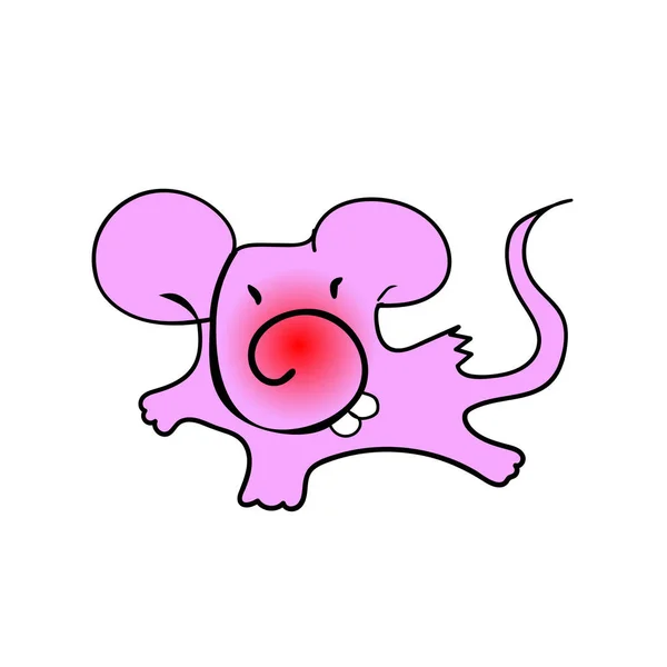 Anime Style Cunéiforme Rose Souris Mignonne Rat Dessin Animé Fuir — Image vectorielle