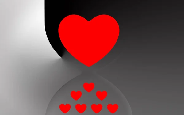 Красное Сердце Абстрактно Минимальный Контраст Черный Белый Фон День Святого — стоковый вектор