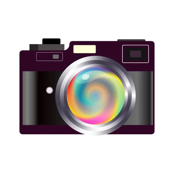 Ρετρό Κάμερα Ένα Μεγάλο Φακό Χρώμα Μεγάλη Αγάπη Διάνυσμα Εικονογράφησης — Διανυσματικό Αρχείο