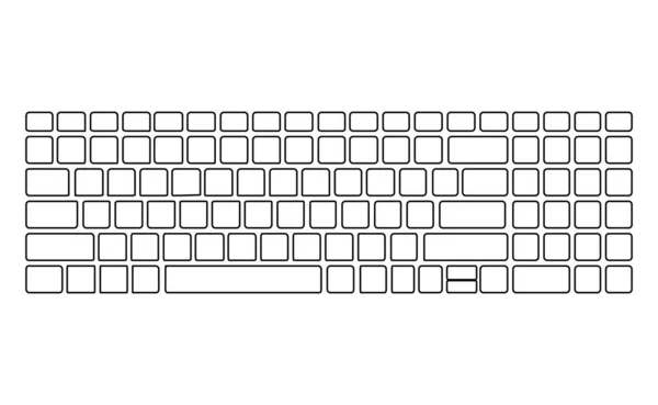 Tastatur Weißes Silhouettenmuster Computervektor Isolierte Vorlage Schwarze Version Ansicht Von — Stockvektor