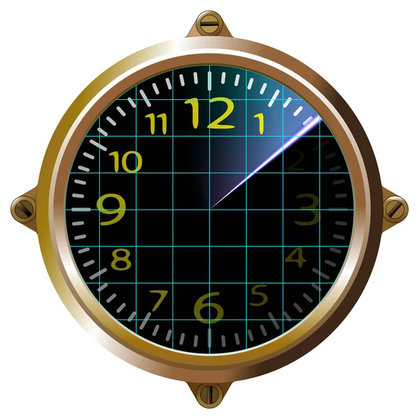 Futuristic Ρολόι Κίτρινο Ραντάρ Συσκευή Μετρητής Ταμπλό Αφής Διεπαφή Χρήστη — Διανυσματικό Αρχείο