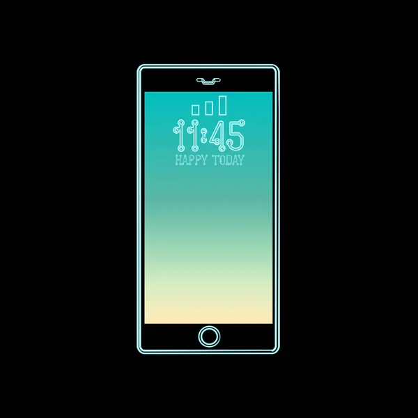 Vymezuje Neon Ikonu Mobilního Telefonu Znak Chytrého Telefonu Světle Zářící — Stockový vektor