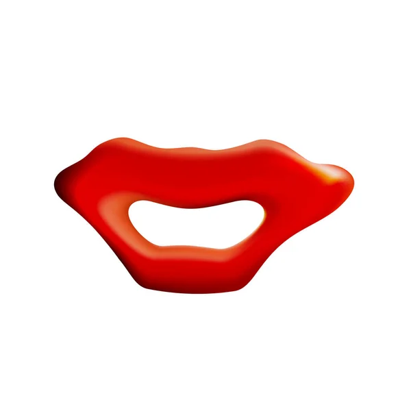 Silueta Labios Rojos Cerca Aislado Beso Ilustración Vectorial — Vector de stock