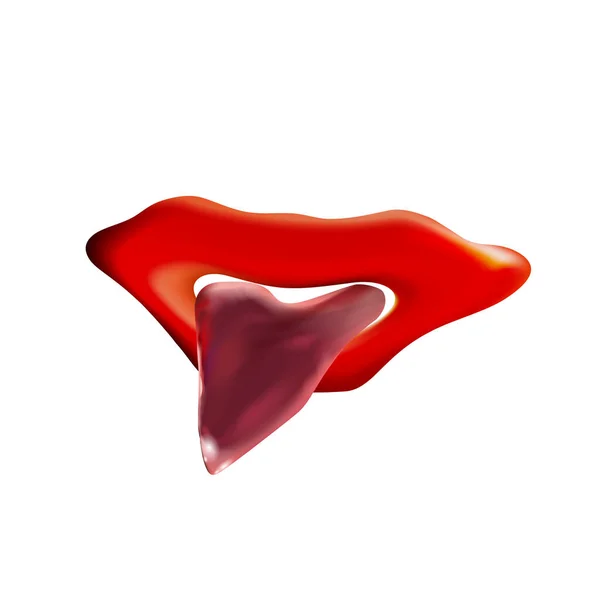 Vereinzelte Zunge Und Lippen Rotes Symbol Silhouette Nahaufnahme Isoliert Auf — Stockvektor