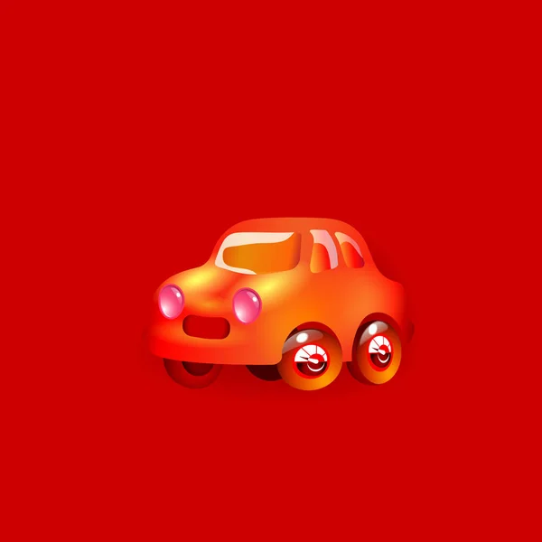 Komik Vektör Üst Düzey Oyuncak Arabasının Kırmızı Rengi Bebek Için — Stok Vektör