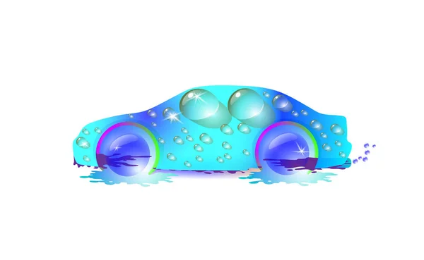 Modernes Blaues Top Auto Wassertropfen Autowäsche Design Vektor Abstrakte Illustration — Stockvektor