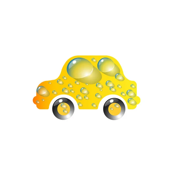 Coche Juguete Más Top End Color Amarillo Gotas Agua Diseño — Archivo Imágenes Vectoriales