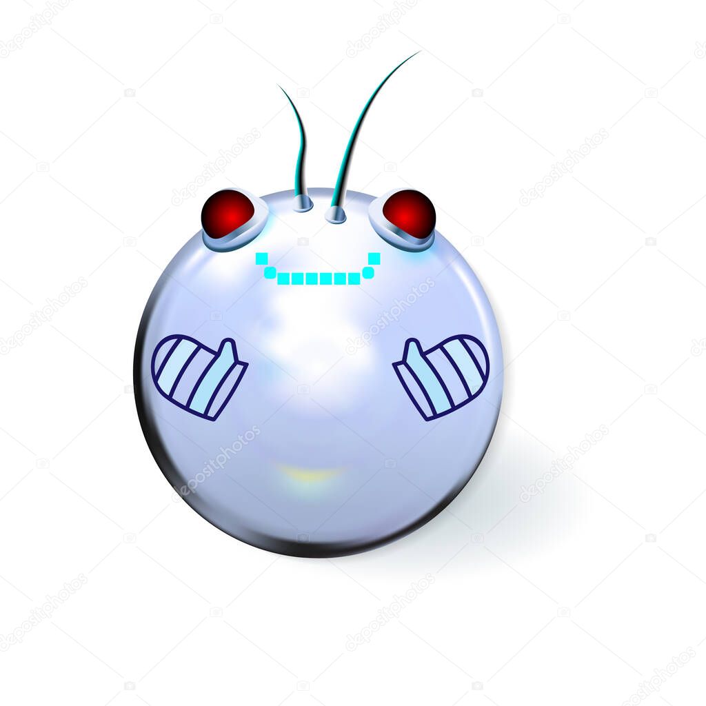 Secretary orb, consultant little white robot.Modern realistic robots. Vector illustration. Cybernetic nano assistants. Futuristic innovations integrated into our lives. Artificial intelligence. Eps 10