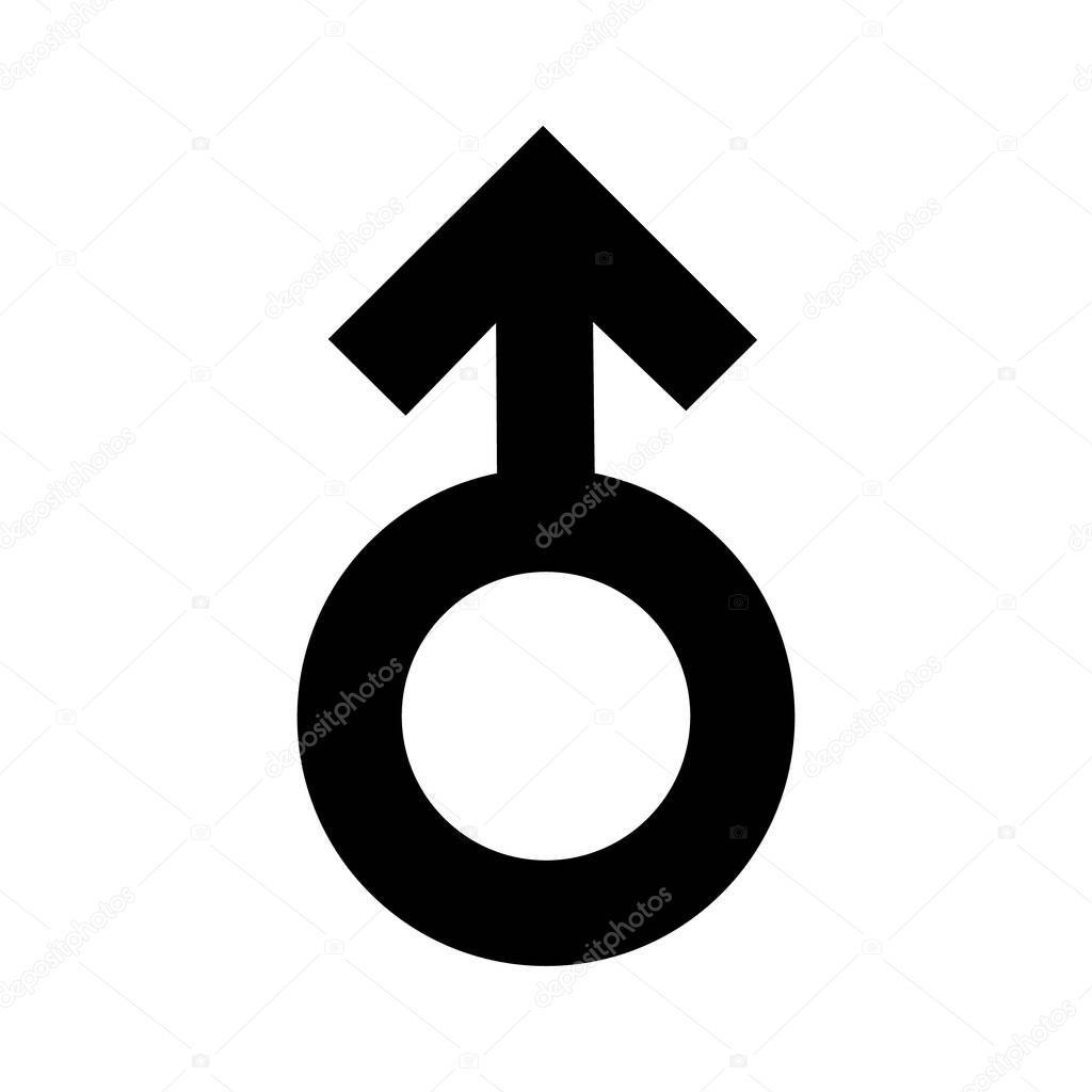 Gender men signs black icon. A symbol sexual affiliation. Flat style for graphic design, logo. A lot of soot. A happy love. Vector illustration.
