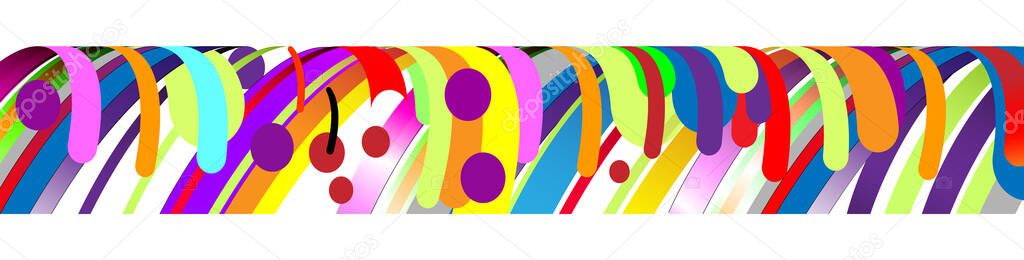 Modern abstract frame element, composition made of various rounded shapes in color. Vector illustration