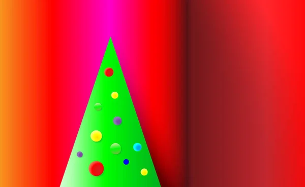 Přechod Červené Vánoční Pozadí Zeleným Stromem Ozdoby Stromů Míče Mnohobarevné — Stockový vektor