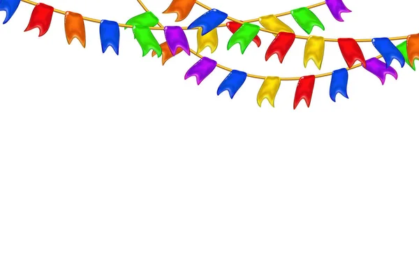 Karneval Věnce Vlajky Dekorativní Vícebarevné Karamelové Lesklé Malé Praporce Visí — Stockový vektor