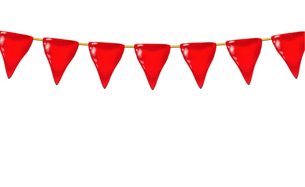 Garland Brillant Petits Drapeaux Rouges Triangulaires Des Fanions Par Une — Image vectorielle