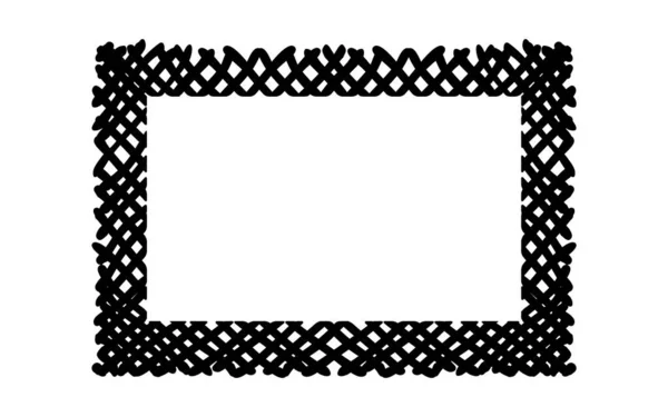 Scribble Hatching Criss Cross Rim Frame Rectangle Des Symboles Dessinés — Image vectorielle