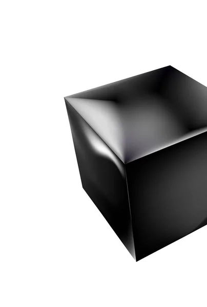 空白光泽黑色立方体或方框3D的模型 图标抽象符号 用于设计和品牌的模板说明 — 图库照片