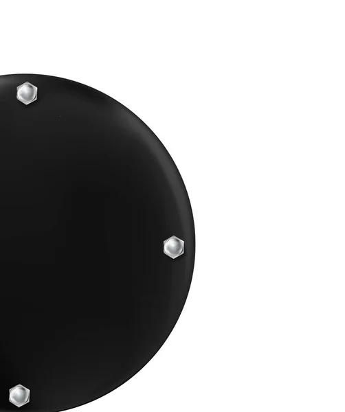 Черная Круглая Расписная Пластинка Винтами Изолированными Белом Фоне Стиль Графического — стоковое фото