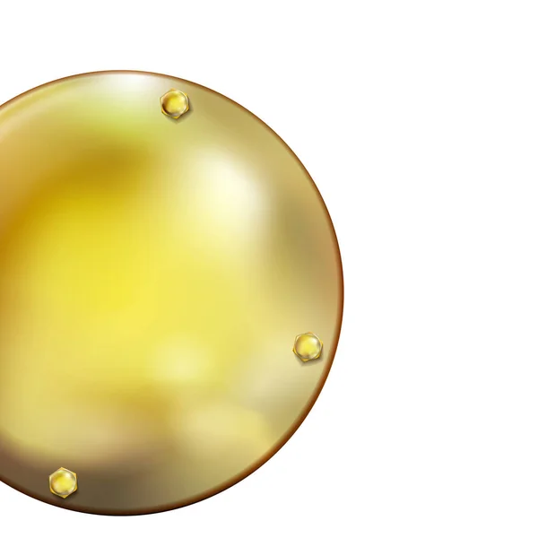 Реалістична Кругла Золота Тарілка Золотими Гвинтами Ізольована Білому Тлі Стиль — стокове фото