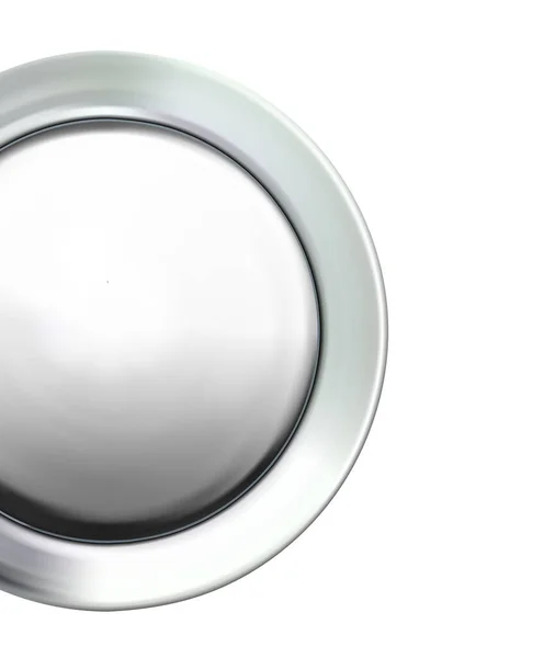 Glossy Realistic Chrome Button Silvery Circle Geometric Icon Technology Shadows — Stock Photo, Image