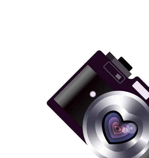 Retro Camera Valentines Hart Favoriete Lens Vorm Van Hart Pictogram — Stockfoto