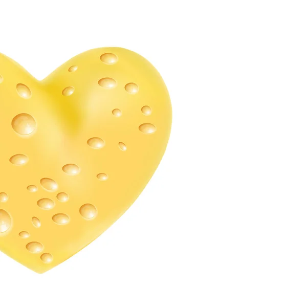 Realistic Valentines Heart Made Cheese Holes Small Bubbles Yellow Delicious — Stock Photo, Image