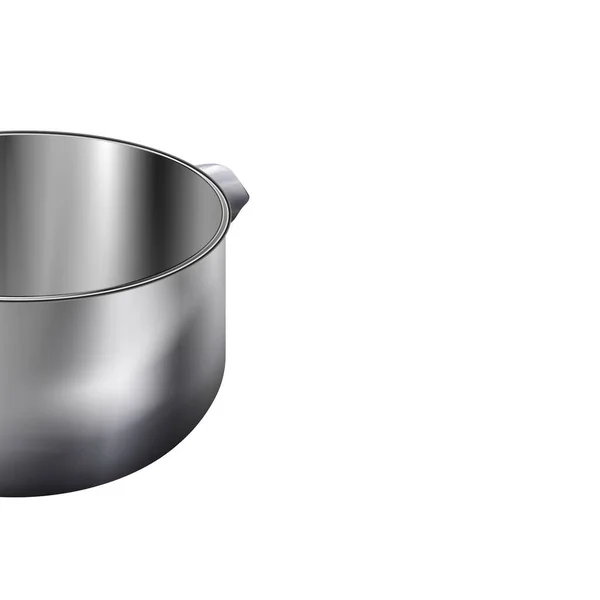 Realistisk Tom Metall Pan Isolerad Vit Bakgrund Rostfritt Non Stick — Stockfoto