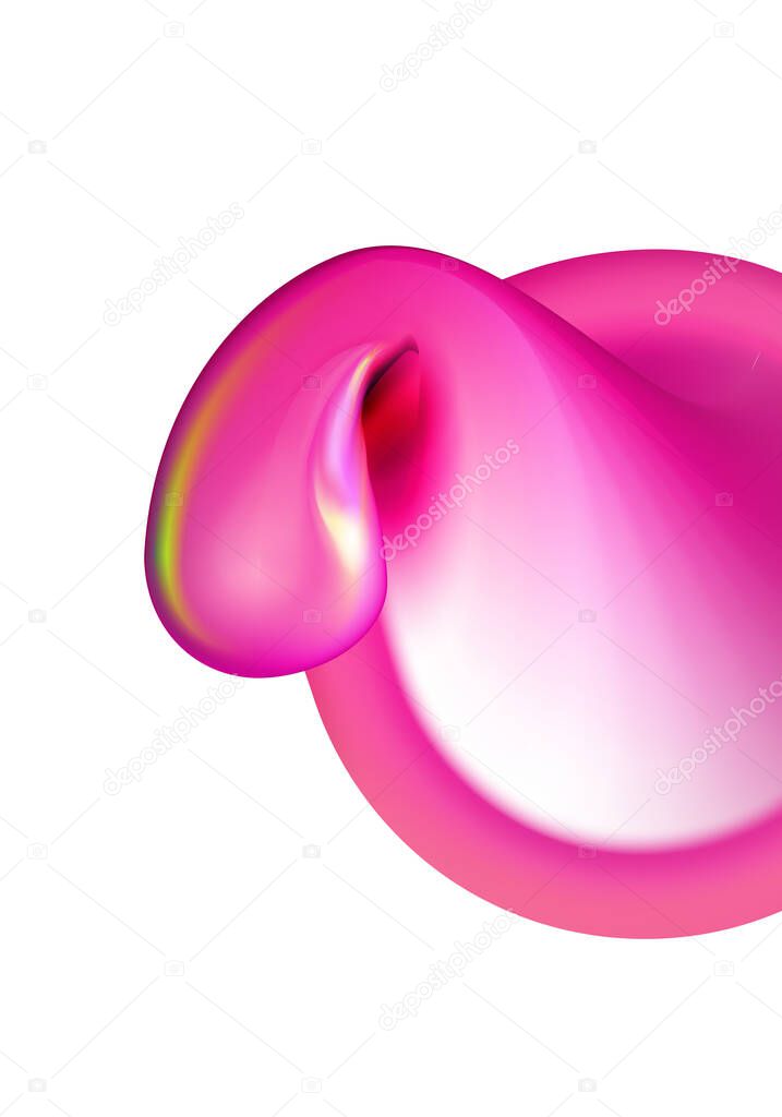 Pink condom without packaging lies realistic isolated on light background illustration.