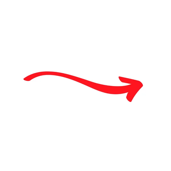 Petite Flèche Ondulée Rouge Symbole Icône Légèrement Arrondis Pour Décoration — Image vectorielle