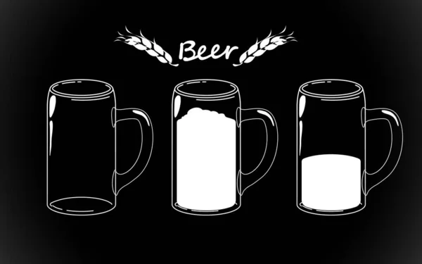 Set Craft Beer Glass Isolated Vector Illustration Alcoholic Drink Hand — Wektor stockowy