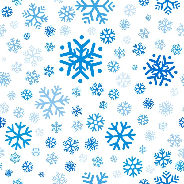 Летающие Голубые Снежинки Бесшовный Узор Снега Белом Фоне Зимняя Абстракция — стоковый вектор