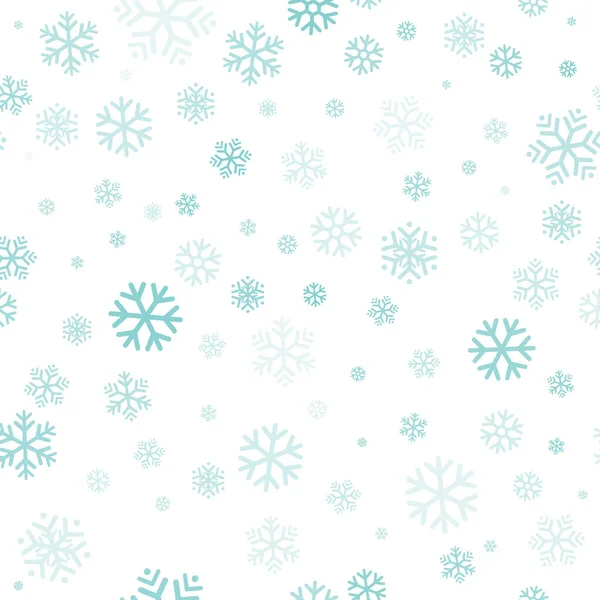 Бирюзовые Снежинки Бесшовный Узор Белый Фон Летающий Снег Зимнее Абстрактное — стоковый вектор