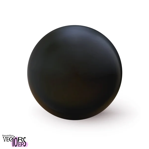 Réaliste Sphère Noire Mat Brillant Orbe Maquette Icône Vierge Symbole — Image vectorielle